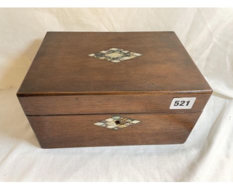 VICTORIAN MAHOGANY AND MOTHER OF PEARL AND ABALONE INLAID NEEDLEWORK  BOX