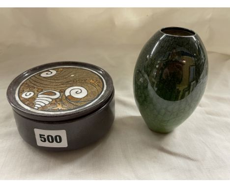 POOLE POTTERY CIRCULAR BOX AND COVER AND OVOID VASE