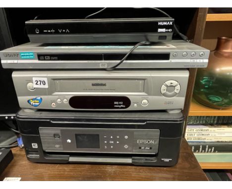 SONY CD PLAYER AND VIDEO CASSETTE RECORDER AND HUMAX FREEVIEW BOX