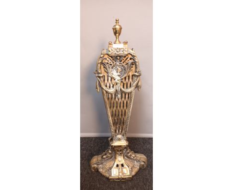 Antique brass peacock firescreen (65cm) 