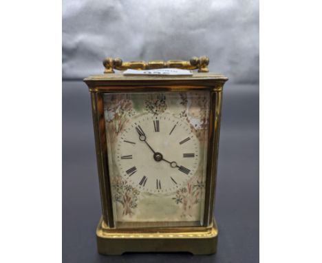 Antique panelled brass carriage clock [12cm] 