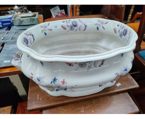 Large antique heavy porcelain planter. [As found] 