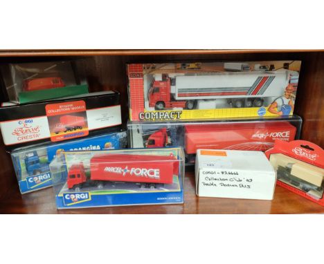 Shelf of lorry models includes corgi etc . 