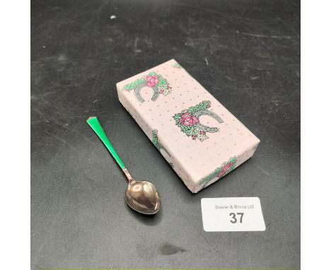 Norwegian silver enamel spoon . 
