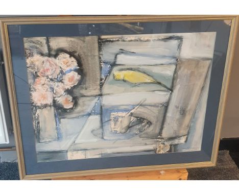 James T Ferguson [1923-2013] Watercolour Still Life with Yellow Bird.Frame Size 56cm x 72cmPlease Note We Will Not Post This 