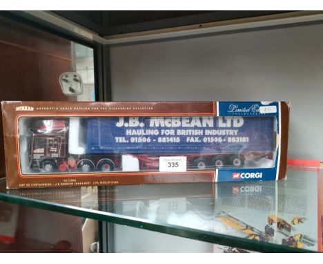 Large boxed corgi erf curtain side lorry . 