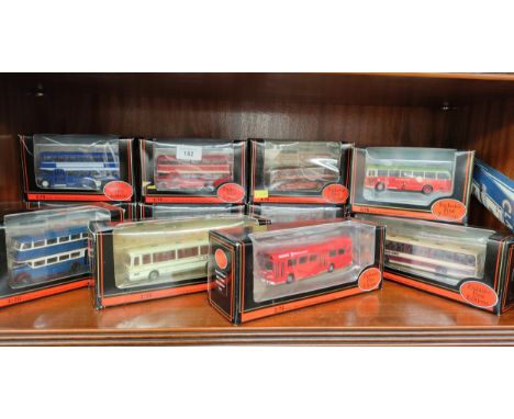 Shelf of EFE tour buses all boxed. 