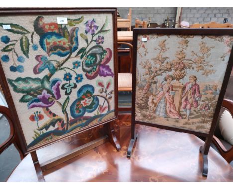 2 vintage tapestry fire screens 