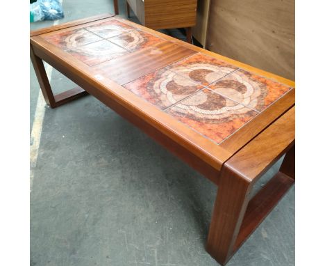 Danish style mid century coffee table with tile insert. 