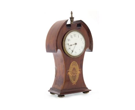 EDWARDIAN MANTEL CLOCK the circular enamelled dial with Arabic numerals inscribed with retailers name R. French of Glasgow, c