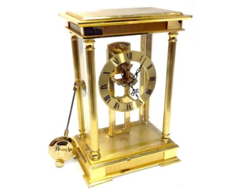 MID-20TH CENTURY GERMAN GILT METAL MANTEL CLOCKgilt Roman numeral chapter ring, subsidiary seconds hand, visible escapement, 