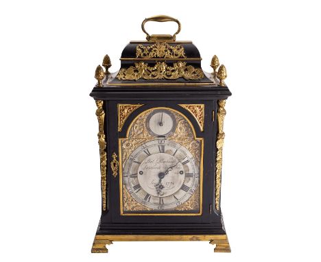 Paul Rimbault, Soho, London, a chiming ebonised bracket clock the eight-day duration, triple-fusee movement, now with an anch