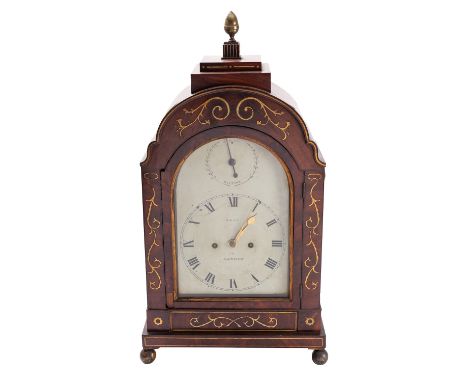 Gray, London a Regency mahogany and brass inlaid bracket clock the eight-day duration, double-fusee, five-pillar movement hav