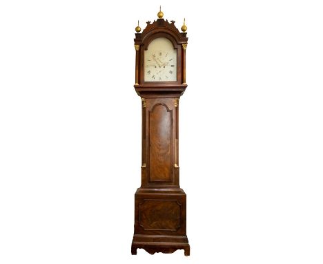 Warren, Canterbury, a mahogany day longcase clock the eight-day duration movement striking the hours on a bell with the twelv
