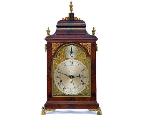 John Gilbertson, Rippon, a quarter-striking bell-top mahogany bracket clock the six-pillar, triple-fusee movement with verge 