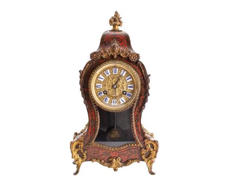 A mid-Victorian French boulle mantel clock the eight-day duration movement striking the hours and half-hours on a bell with t