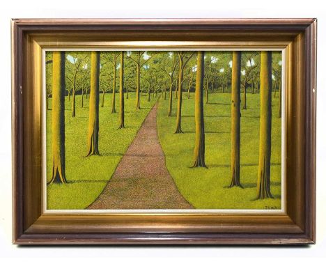 † JAMES LLOYD; gouache and watercolour, forest scene, signed lower right, 25x 37cm, framed and glazed.Condition Report: Image