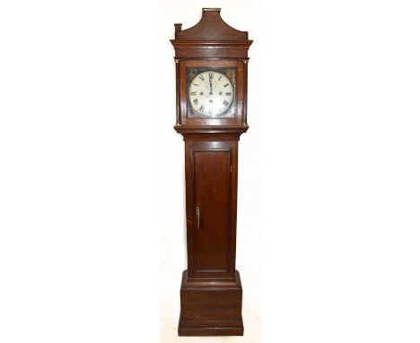 TOMLINSON OF THAME; a George III eight day oak longcase clock, with painted Roman numeral dial and movement striking on two b