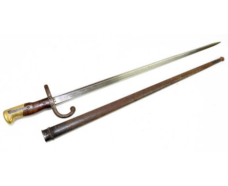 A French gras bayonet with scabbard, overall length 66cm.