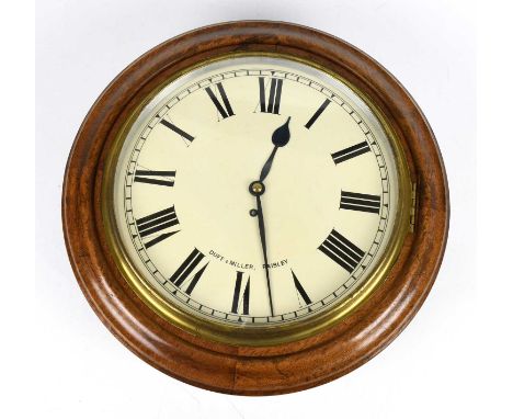 DUFF &amp; MILLER, PAISLEY; a 19th century oak fusee eight day wall clock, with enamel Roman numerals dial and single fusee m