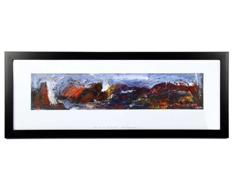 † DAVID WILDE (1913-1974); oil on board, 'Storm Anglesey', 12 x 58.5cm, framed and glazed.Condition Report: Presented well wi