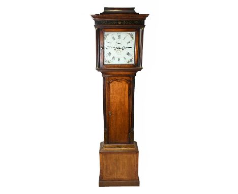 WILLIAM MARSTON SALOP; a late George III eight day oak longcase clock, the enamel dial with Roman numerals, subsidiary second