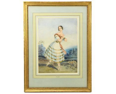 SARAH BIFFIN (BIFFEN) (1784-1850); watercolour, study of Celine Celeste with landscape beyond, unsigned, 37.5 x 26.5cm, frame