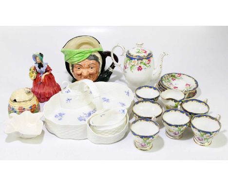 A small collection of assorted ceramics, to include a Clarice Cliff beehive honey pot and cover, a Coalport Strawberry set, a