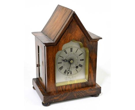 THOMAS COX SAVORY, 47 CORNHILL LONDON; a 19th century Gothic Revival rosewood cased timepiece, the silvered dial with engine 