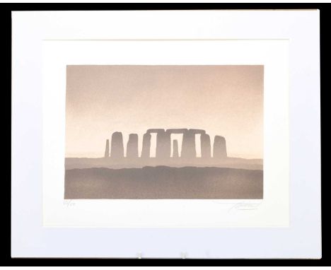 † TREVOR GRIMSHAW (1947-2001); a limited edition lithograph in colours on wove, 'Stonehenge', 35/50, signed, 40 x 30cm, unfra