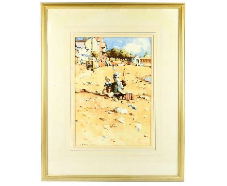 † BERNARD MCDONALD (born 1944); watercolour, beach scene, signed, 48 x 34cm, framed and glazed.Condition Report: Light wear t