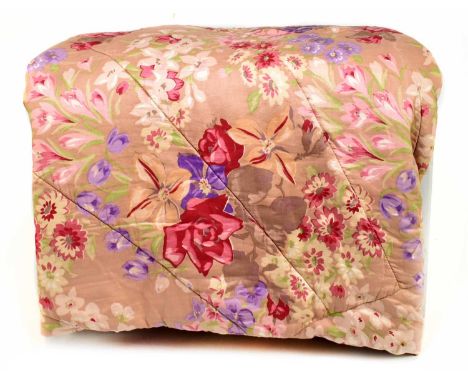 A 1930s Scottish quilted bed cover, with all over printed floral detailing, 200 x 176cm.Condition Report: Minor wear at edge 
