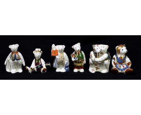 ROYAL CROWN DERBY; six animal form paperweights to include ‘School Girl Teddy' etc, each boxed (6).Condition Report: Only the
