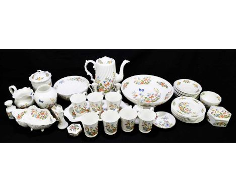AYNSLEY; a 'Cottage Garden' pattern twenty-three piece part coffee service comprising a coffee pot and cover, seven cups, sev