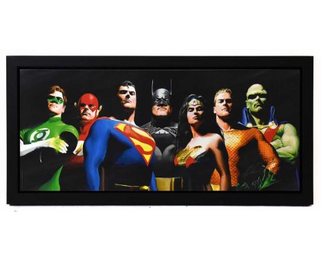 ALEX ROSS; limited edition print on canvas, 'Original Seven', 128/195, signed lower right, 117 x 51cm, with certificate, fram