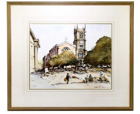 † BERNARD MCDONALD (born 1944); watercolour, ‘St Michael’s Church, Macclesfield’, signed, 43 x 54cm, framed and glazed.Condit