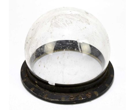 A patinated metal and glass compass dome, diameter 26cm.
