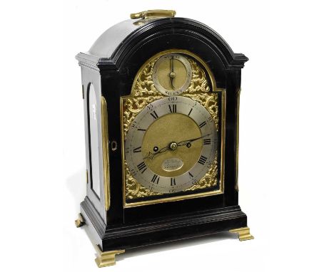 FRANCIS HOLLAND; a George III ebonised eight day twin fusee bracket clock, the brass dial with centred oval signature plaque 