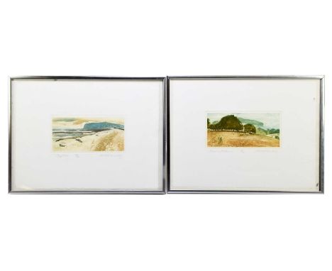 † ROBERT GREENHALF; limited edition print, ‘Sheep in Autumn’, signed lower right, 84/150, together with a further limited edi