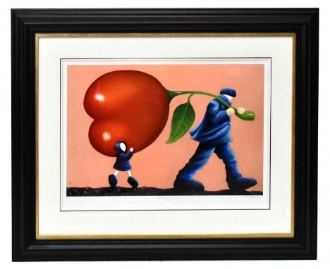† MACKENZIE THORPE; limited edition print, 'Helping Dad', 72/195, signed lower right, 73 x 53cm, with certificate, framed and