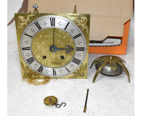 JOHN EBSWORTH LONDON; a 17th century and later brass eight day clock movement, with Roman numeral chapter ring, diameter 25cm