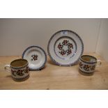 A selection of Nicholas Mosse Old Rose patterned tea ware, to comprise two mugs, saucer, and side