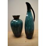 A Blue Mountain pottery vase, of ovoid form and covered in a blue-green glaze, measuring 33cm