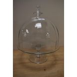 A Krosno glass cake dome and stand, measuring 35cm high, in good order