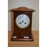 An early 20th Century mahogany cased mantel clock by W.B.K & Fils Paris, of bell shape with