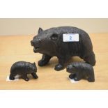 A family of three early 20th Century Black Forest style bear studies, the largest measures 14cm