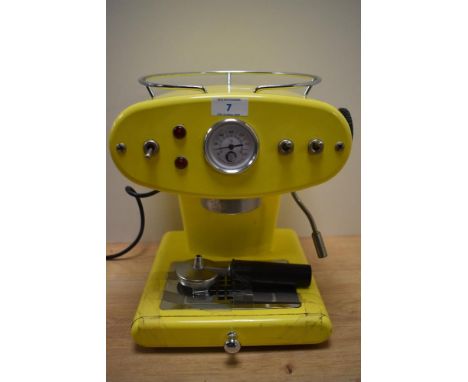 A retro Francis Francis XI Magic L'Espresso coffee machine in yellow with filter