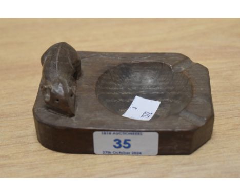 A Robert Thompson of Kilburn Mouseman carved oak ashtray, measuring 10cm long