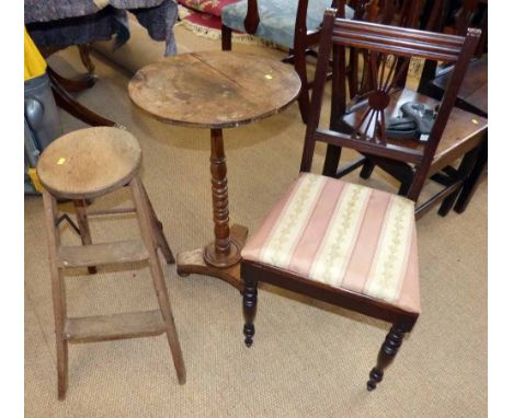 Wine table single bedroom chair and a folding step ladder. Condition report: see terms and conditions.