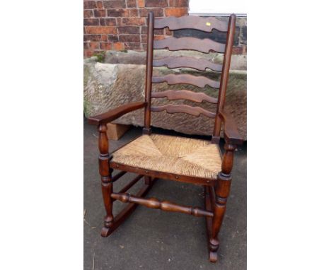 Lancs. ladder-back style rocking chair Condition report: see terms and conditions.